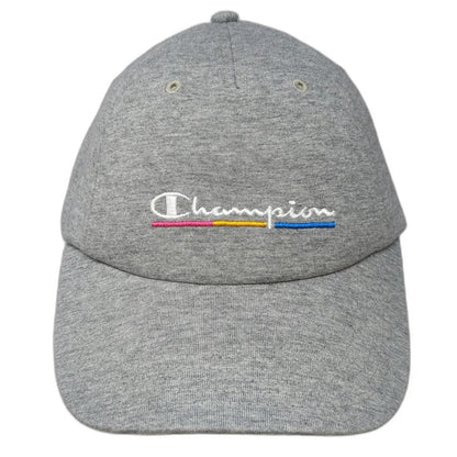 Champion Baseball Cap Gray One Size Strapback Cotton Script Logo Adjustable Hat