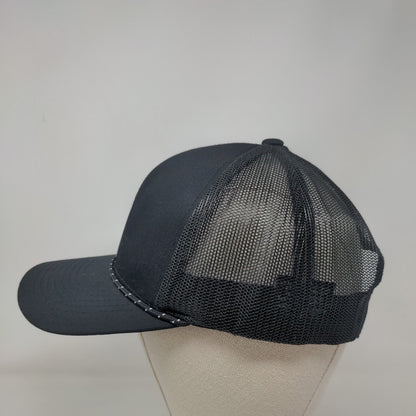 Pacific Headwear Snapback Trucker Hat Black One Size Mesh Back Blank Rope
