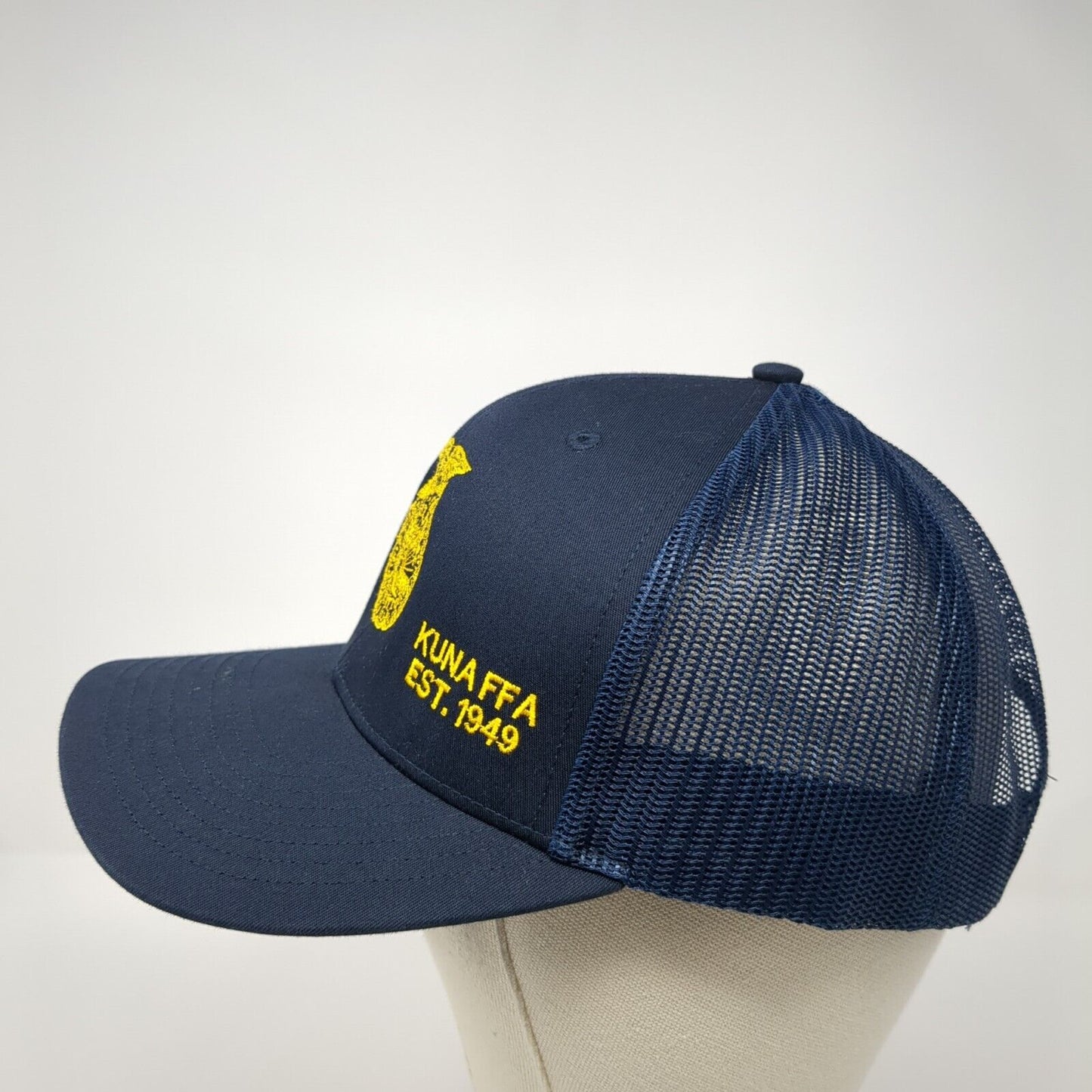 KUNA FFA Est. 1949 Snapback Trucker Hat Blue OS Adjustable Mesh Back Richardson