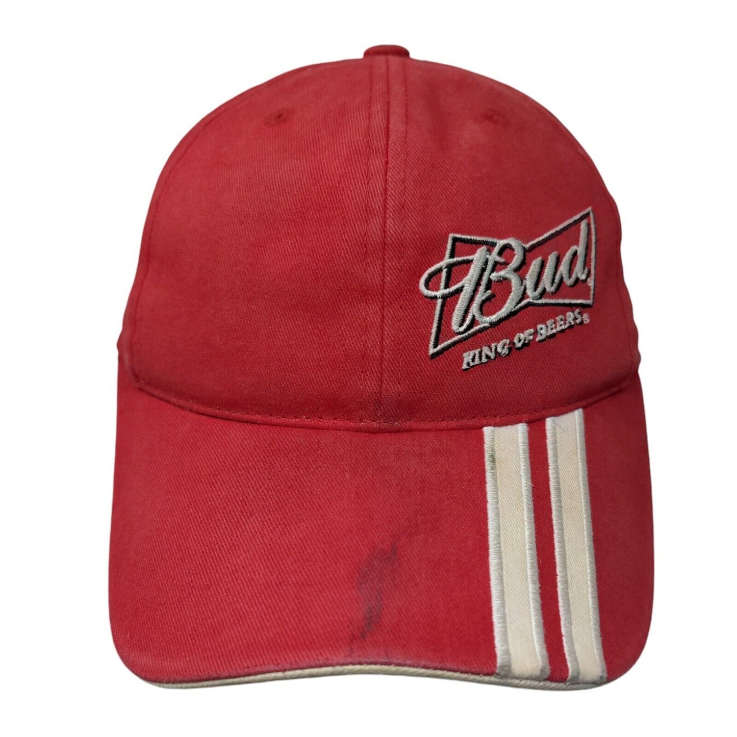Bud King Of Beers Strapback Hat Red One Size Embroidered NASCAR 9