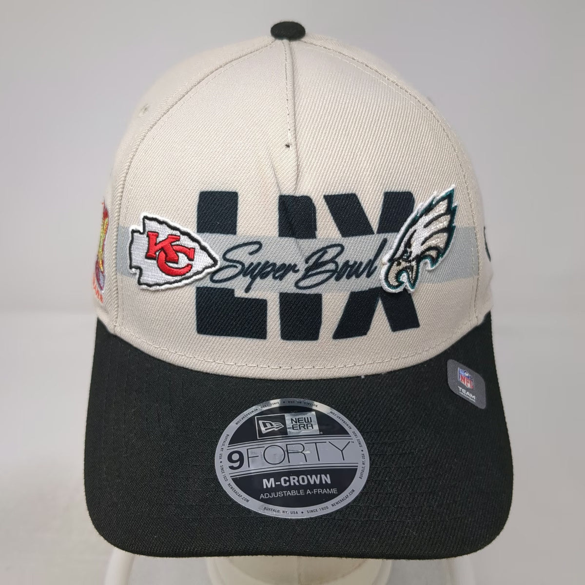 New Era NFL Chiefs Eagles Super Bowl LIX Beige 5 Panel Snapback Hat One Size