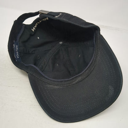 Nautica Baseball Cap Black One Size Sailboat Logo Slideback Curved Brim Hat