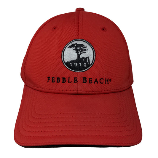 Pukka Mens Fitted Hat Red Size L/XL Embroidered Pebble Beach 1919 Logo Polyester