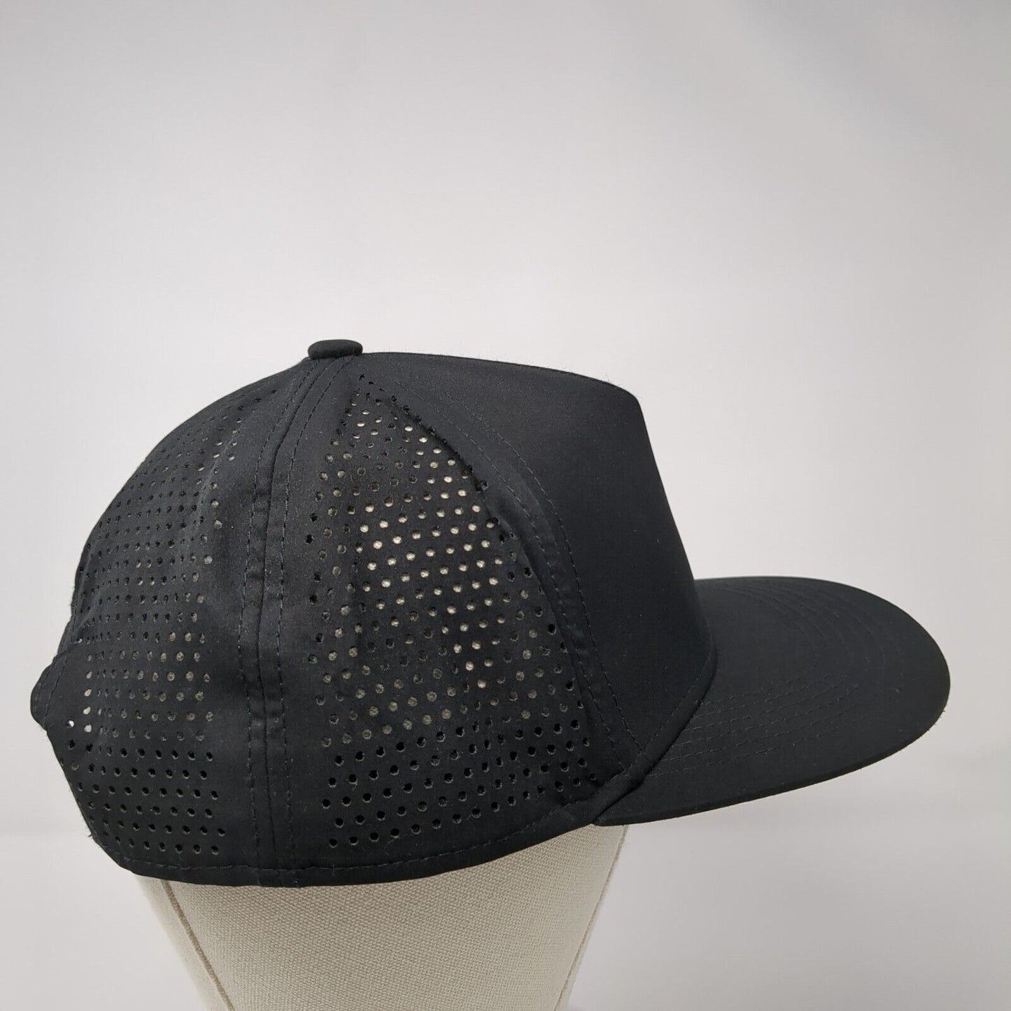 LinQ Snapback Hat Black One Size Adjustable Laser Cut Perforated Solid