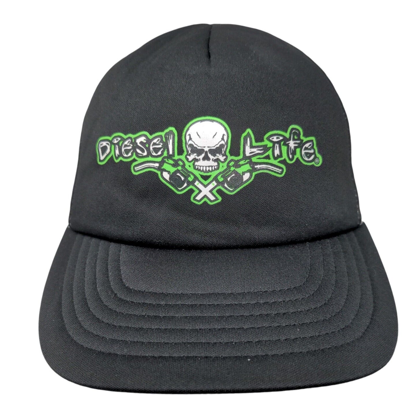 Diesel Life Skull Snapback Mesh Back Trucker Hat Black OSFA Colorblock