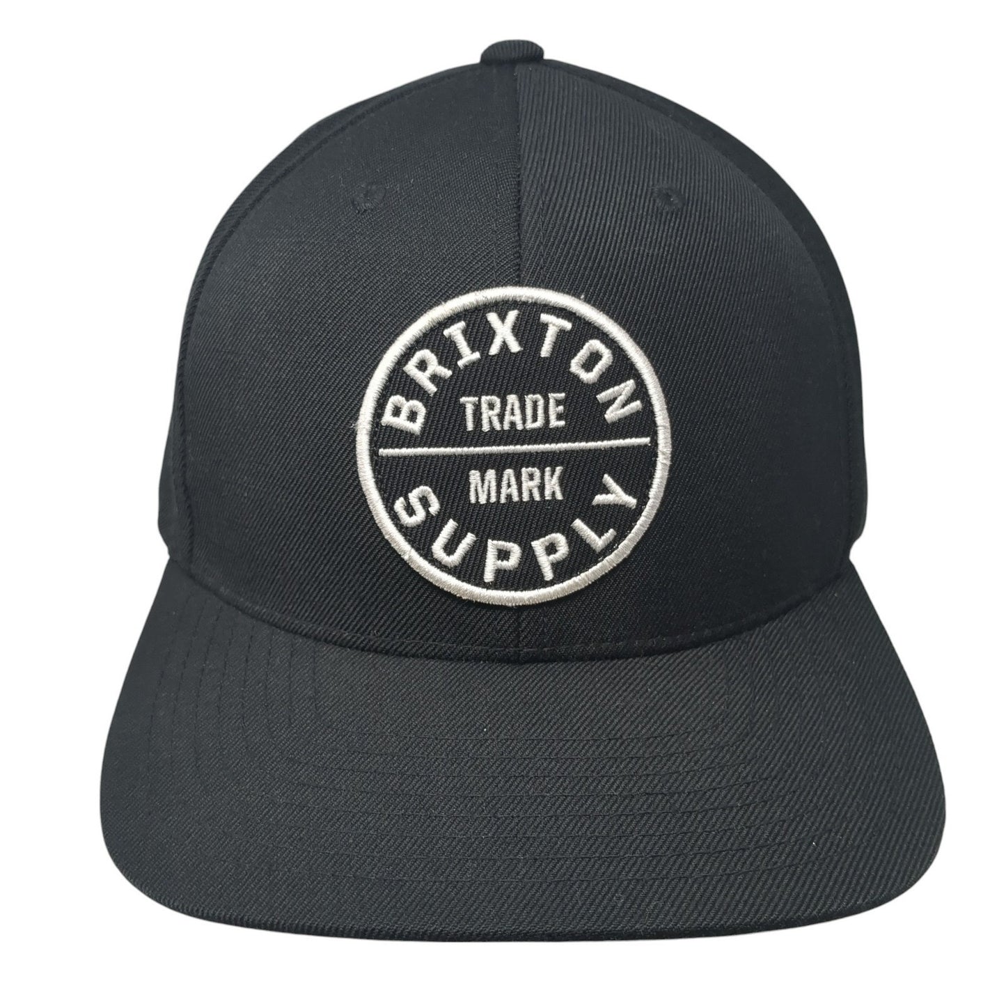 Brixton Supply Trademark Snapback Hat Black One Size Adjustable Embroidered