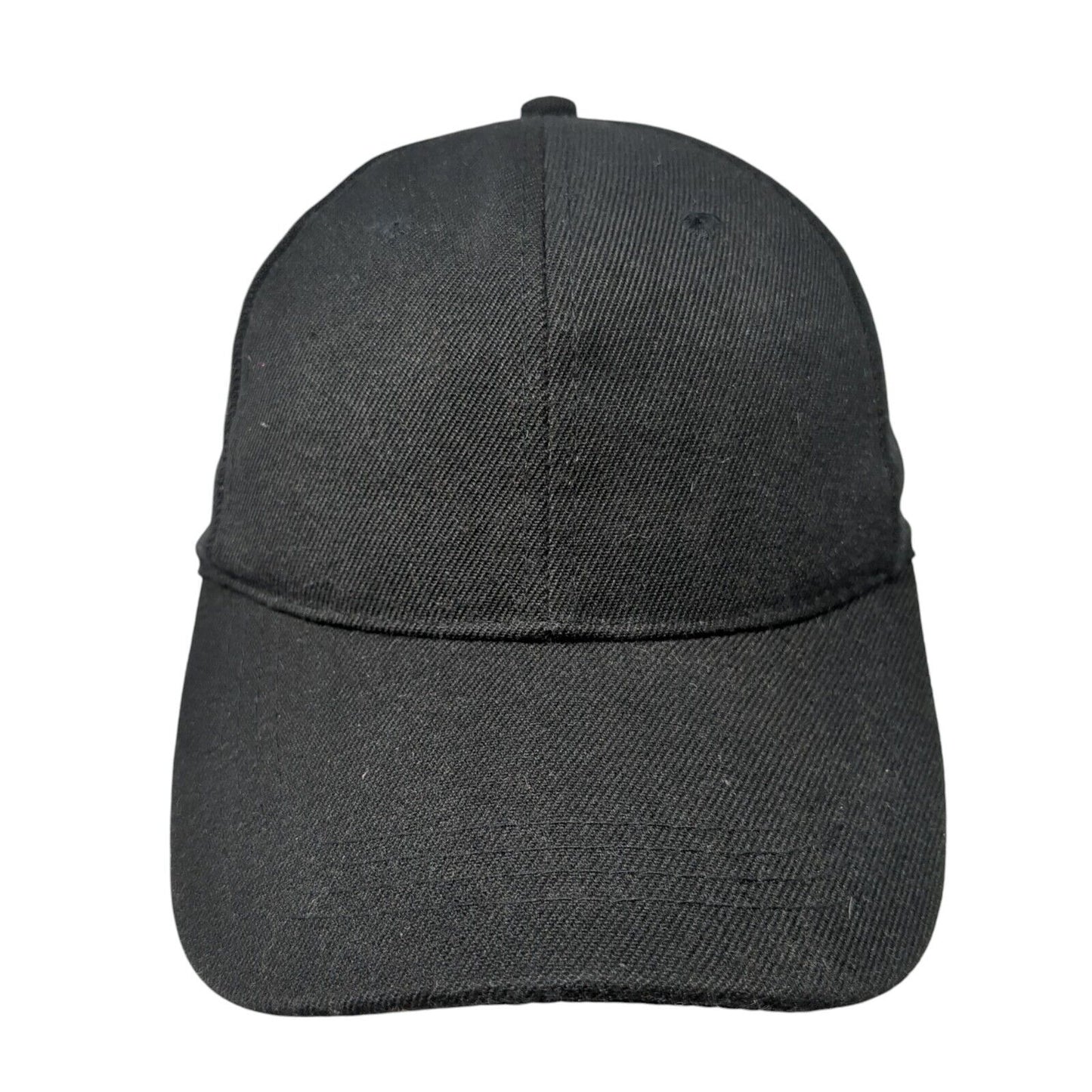Unbranded Strapback Hat Black One Size Adjustable 6 Panel Blank Polyester