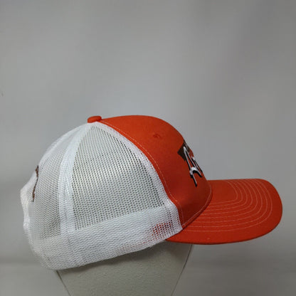 Meet You at Arni's Snapback Trucker Hat Orange One Size Mesh Back Port Authority