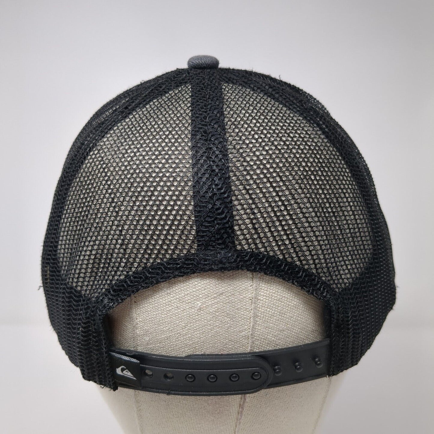 Quicksilver Leather Patch Logo Trucker Hat Gray One Size Mesh Back