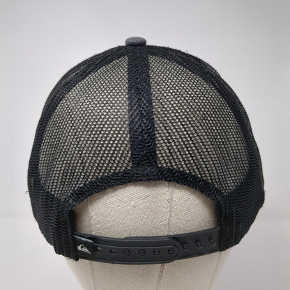 Quicksilver Leather Patch Logo Trucker Hat Gray One Size Mesh Back