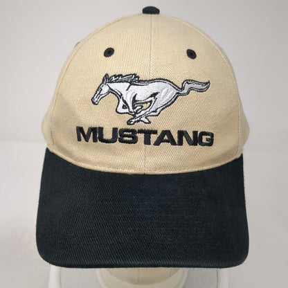 Mustang Baseball Cap Beige Black One Size Strapback Embroidered Horse Logo Hat