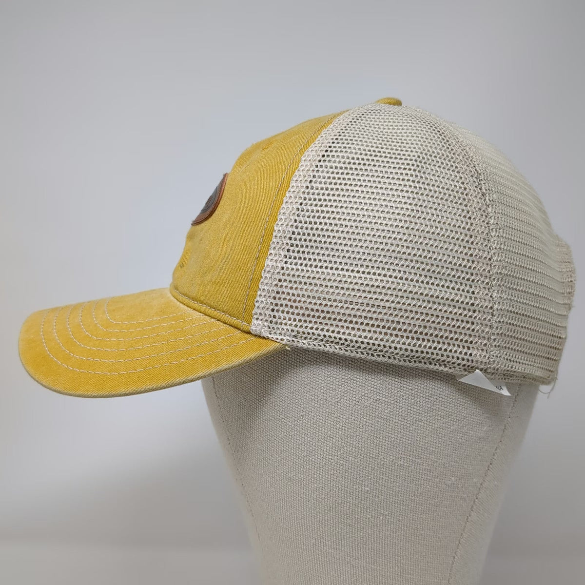 Farnam Trucker Hat Yellow OSFM Leather Patch Mesh Back Snapback Horse Care Cap