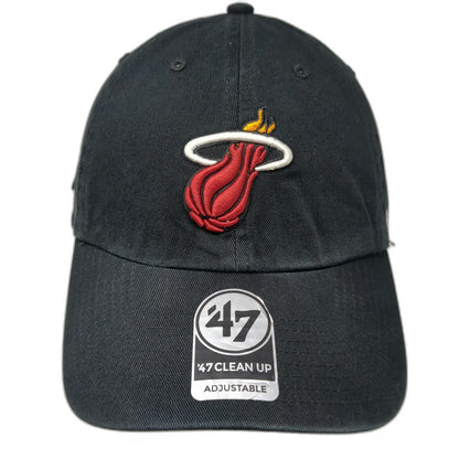 Miami Heat NBA '47 Baseball Cap Black One Size Strapback Embroidered Logo Hat