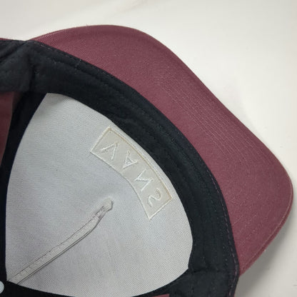 Vans 5 Panel Red Hat One Size Snapback Embroidered Logo Flat Brim Cotton Patch