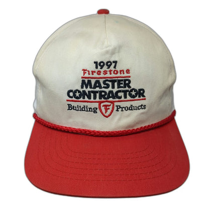 R.C.C. 5 Panel White Red Hat Firestone Master Contractor 1997 Rope Brim Vintage