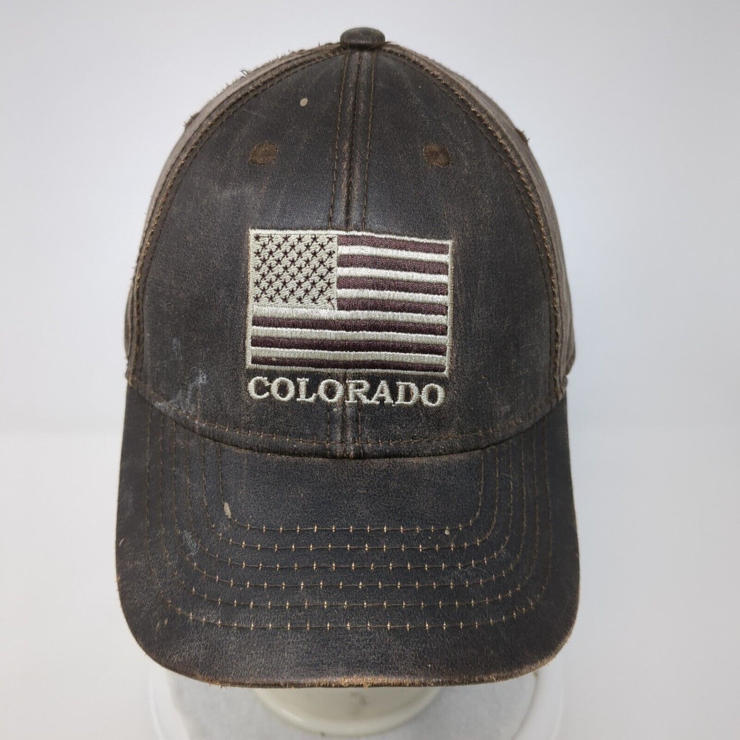 Colorado USA Flag Strapback Hat Brown One Size Embroidered Jacobson