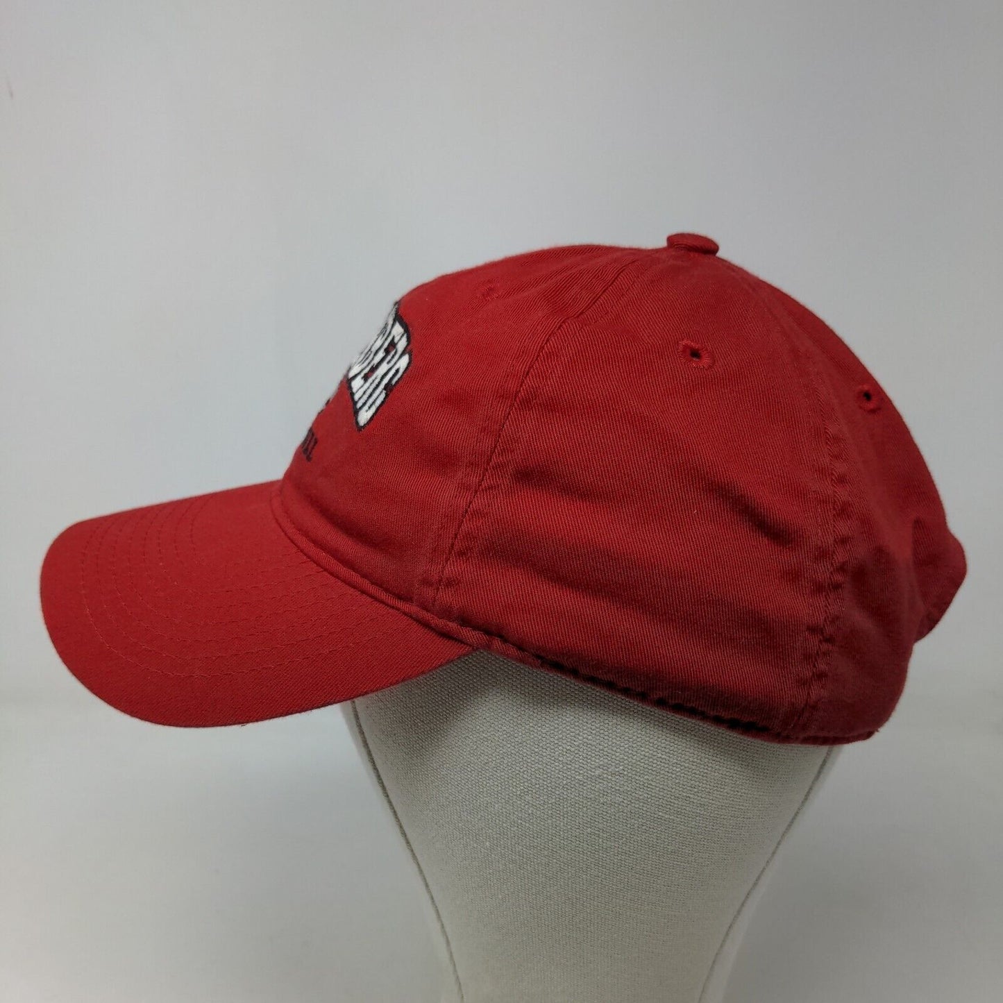 Legacy Men's Slideback Hat Red Embroidered Muhlenberg Baseball Logo Cotton