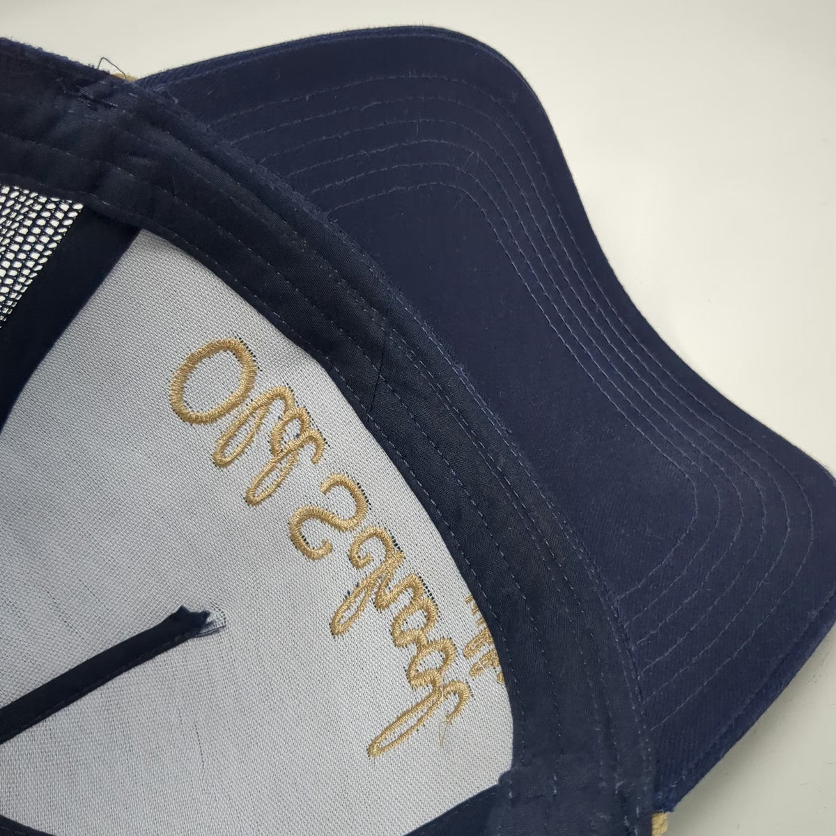 Otto Trucker Hat Blue Gold One Size Old School Embroidery Rope Mesh Back Cap