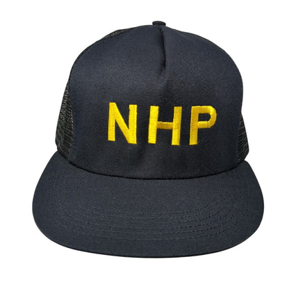 NHP Snapback Trucker Hat Black L/XL Mesh Back Fechheimer Uniforms