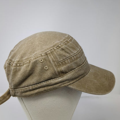 Army Cap Brown One Size Distressed Cotton Slideback Adjustable Flat Top Hat