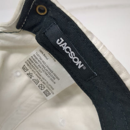 Jacson Baseball Cap White One Size Slideback 6-Panel Cotton Embroidered Logo Hat