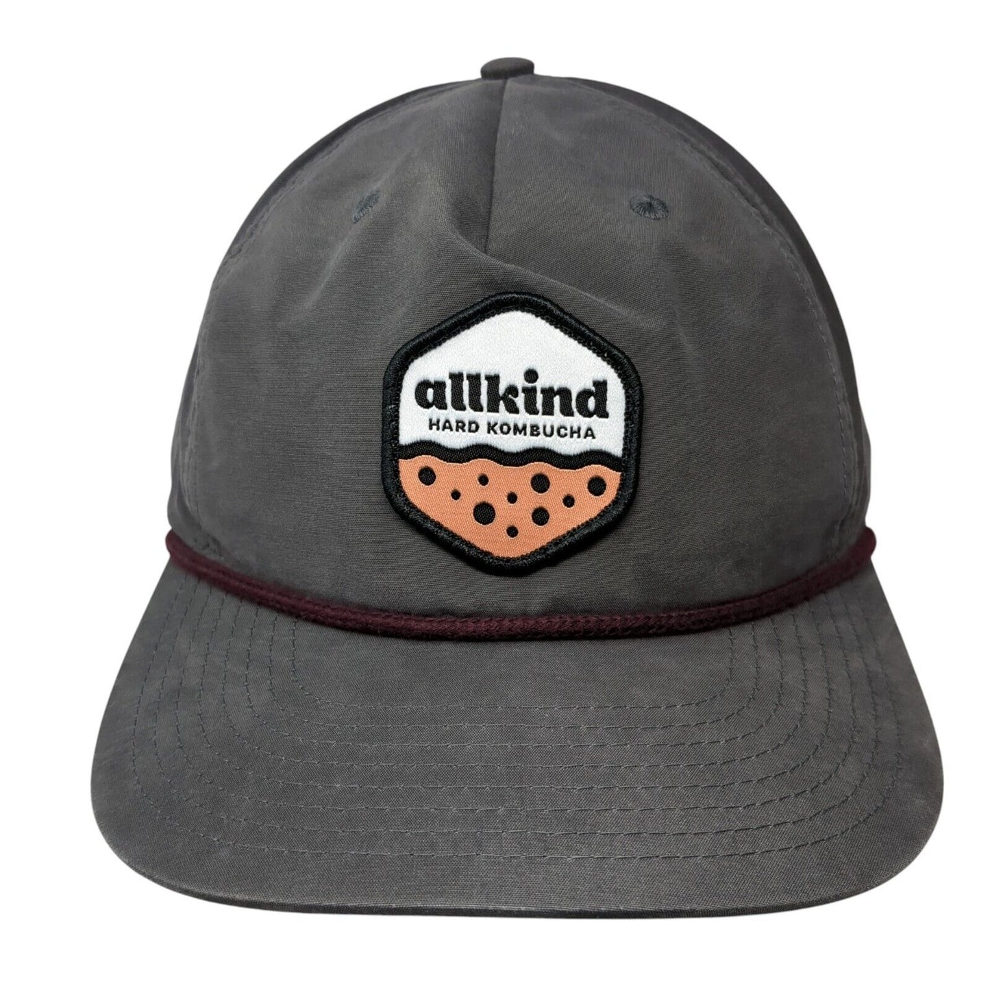 All Kind Hard Kombucha Snapback Rope Hat Gray One Size Adjustable