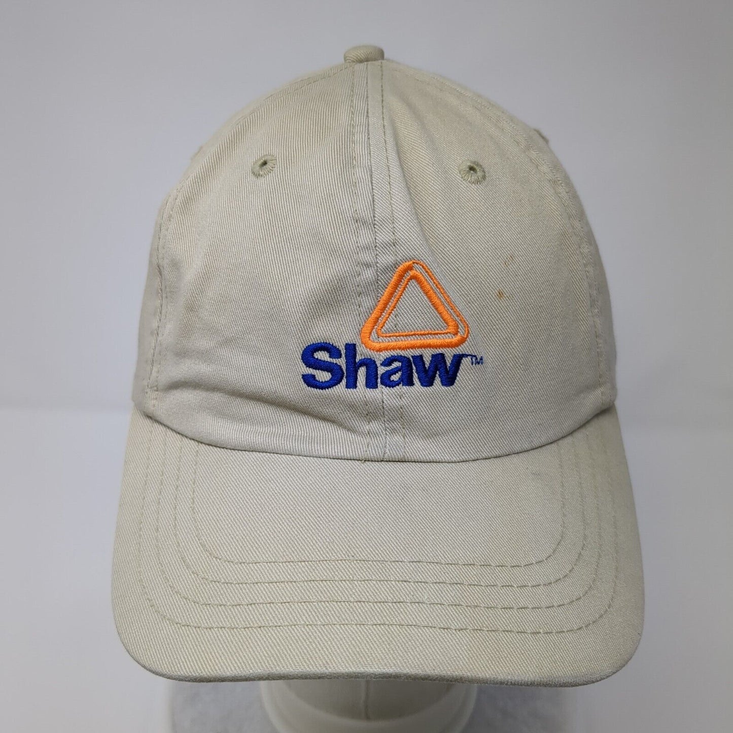 Shaw Slideback Hat Tan OSFA Adjustable Embroidered Vented Holes 6 Panel Cotton