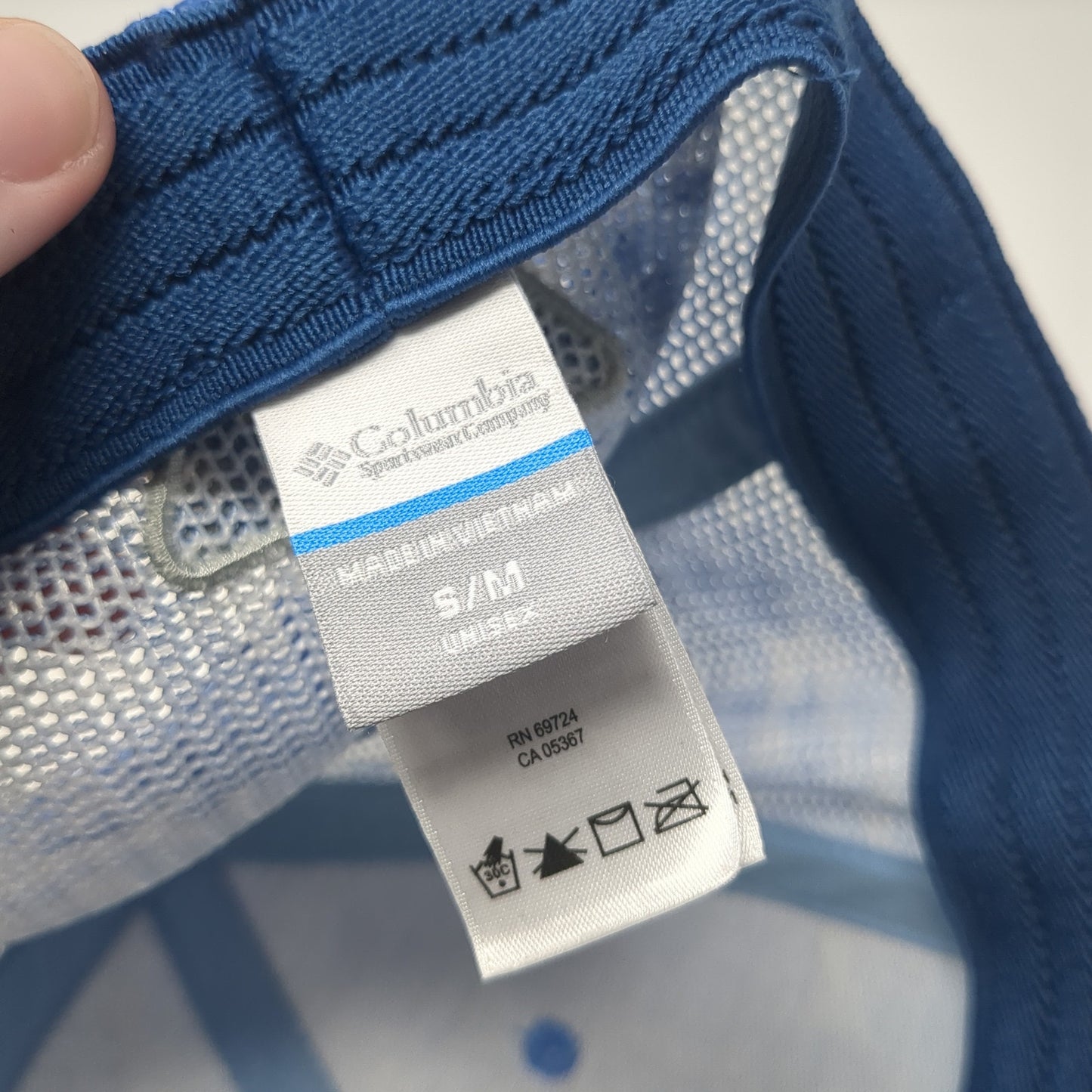 Columbia PFG Fitted Trucker Hat Blue Medium Lightweight Embroidered Mesh Back