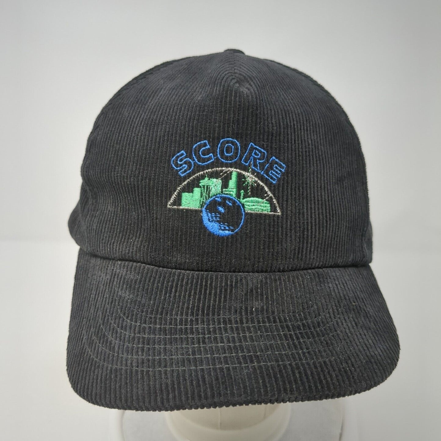 Score Snapback Hat Black One Size Adjustable Corduroy Embroidered