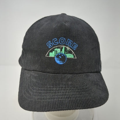 Score Snapback Hat Black One Size Adjustable Corduroy Embroidered