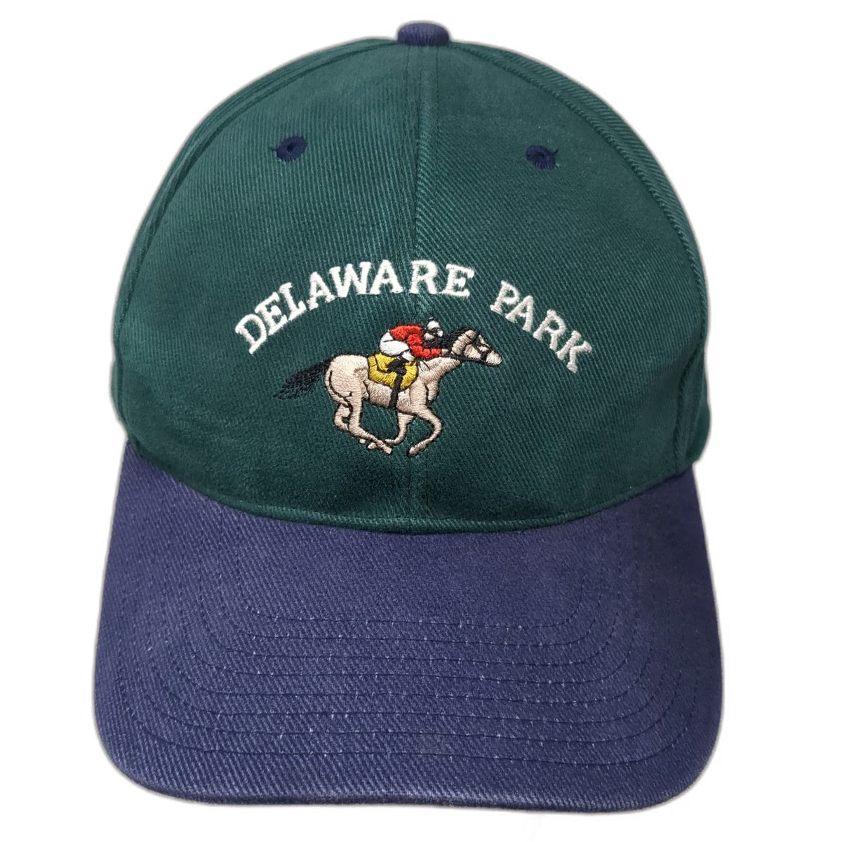 Green Blue Delaware Park Horse Racing Jockey Baseball Cap One Size Slideback Hat