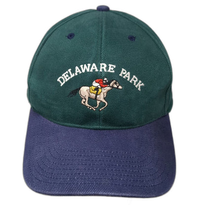 Green Blue Delaware Park Horse Racing Jockey Baseball Cap One Size Slideback Hat