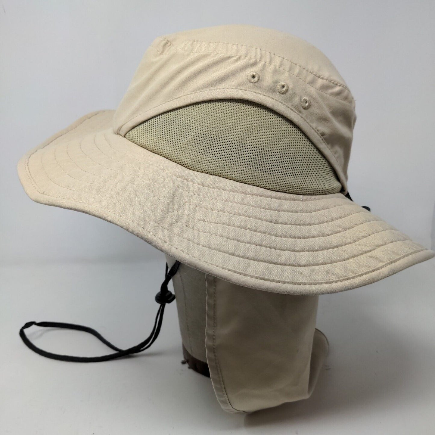 Wembley Men's Wide Brim Sun Hat Tan Size S/M 100% Polyester Neck Flap