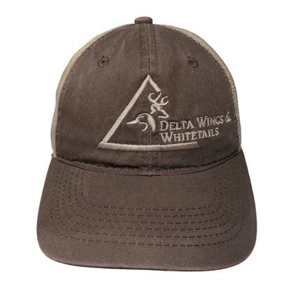 Delta Wings & Whitetails Strapback Mesh Back Trucker Hat Brown OSFM