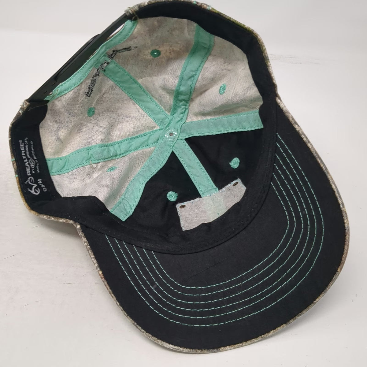 Realtree Snapback Hat Brown Blue Green One Size Camo Glitter Antler Patch