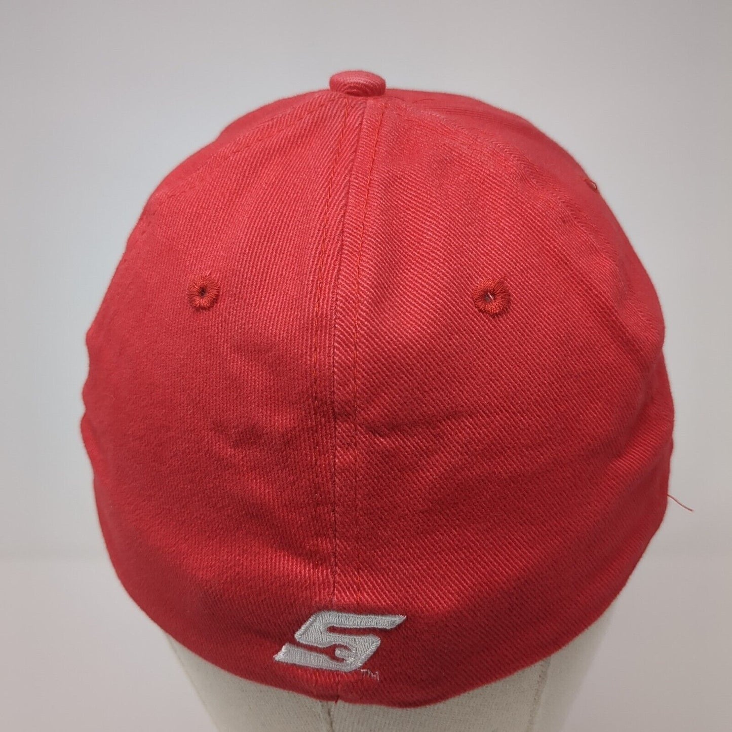 Snap-on Fitted Hat Red One Size Embroidered Logo 6 Panel K-Products