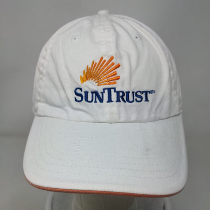 SunTrust Slideback Hat White OSFA Embroidered Adjustable Solid 6 Panel