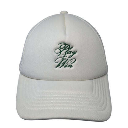 Play To Win Snapback Mesh Back Trucker Hat White One Size Adjustable