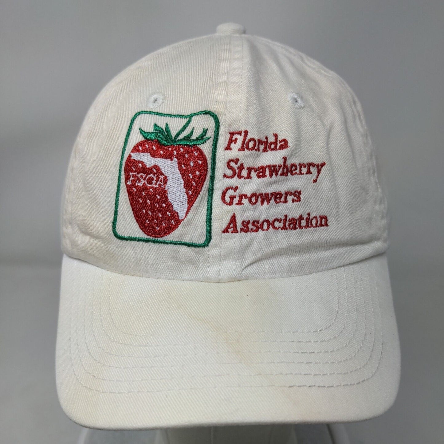 Florida Strawberry Growers Association Slideback Hat Cream Embroidered BIG X