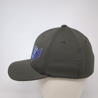 Flexfit Fitted Baseball Cap Brown Medium Lightweight Vented Holes Yupoong