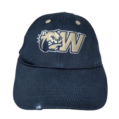 Captivating Headwear Men's Strapback Hat Blue Wingate University Bulldogs Logo