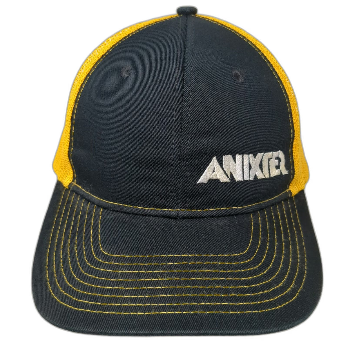 Port Authority Trucker Hat Black Yellow One Size Anixter Logo Embroidered Mesh