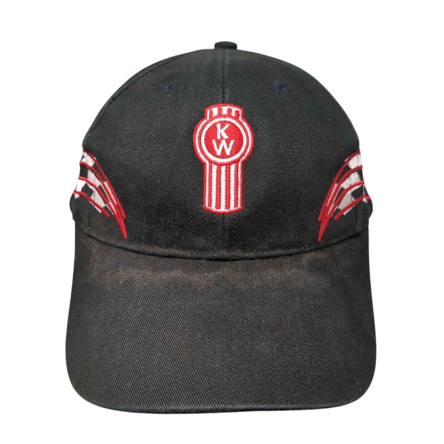 KW Kenworth Trucker Strapback Hat Black One Size Adjustable Embroidered 6 Panel
