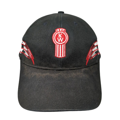 KW Kenworth Trucker Strapback Hat Black One Size Adjustable Embroidered 6 Panel