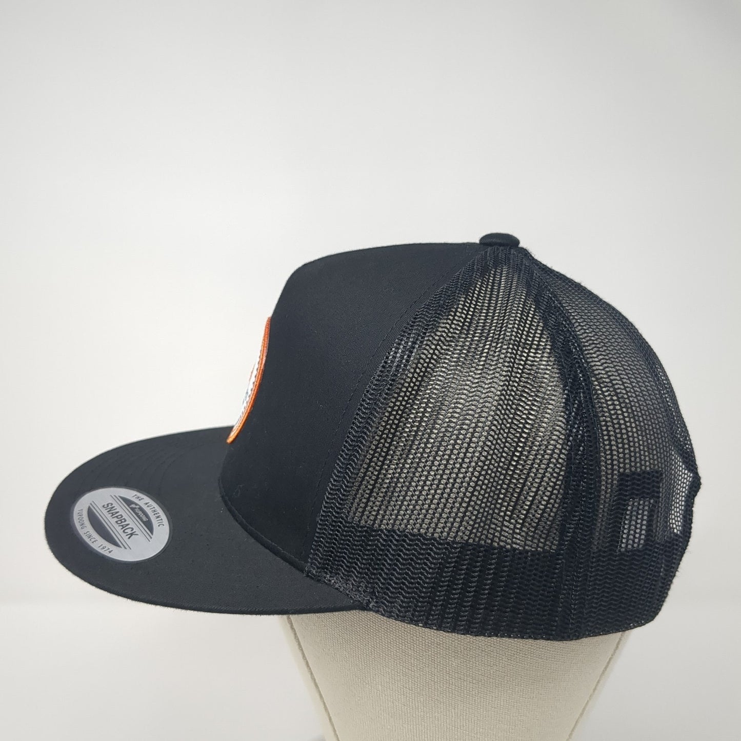 208 Properties Patch Snapback Trucker Hat Black One Size Mesh Back