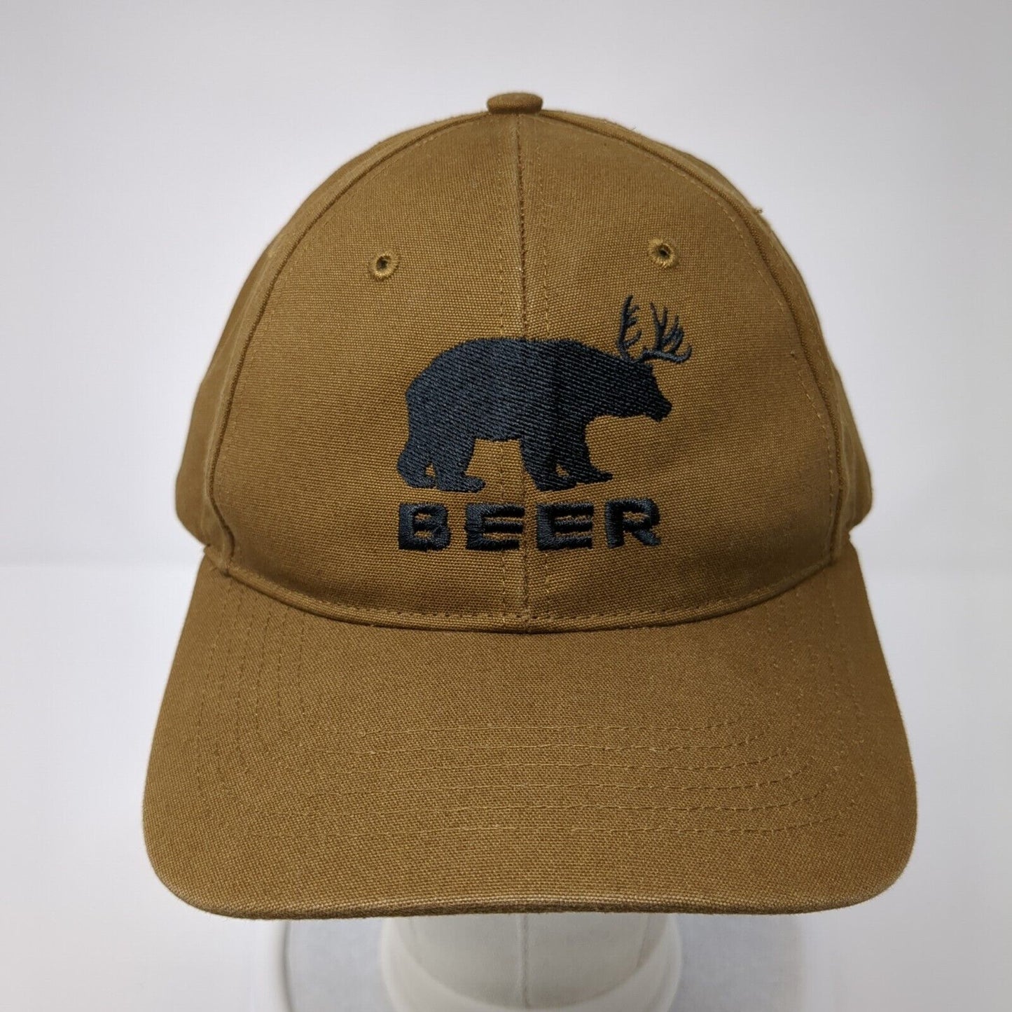 Beer Strapback Hat Brown One Size Adjustable Embroidered Richardson