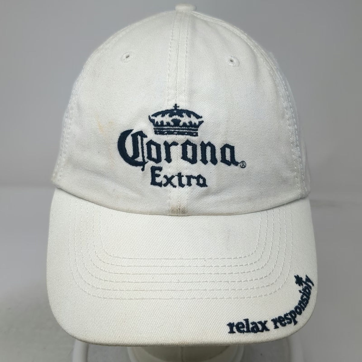 Corona Extra Baseball Cap White One Size Blue Slideback Relax Responsibly Hat