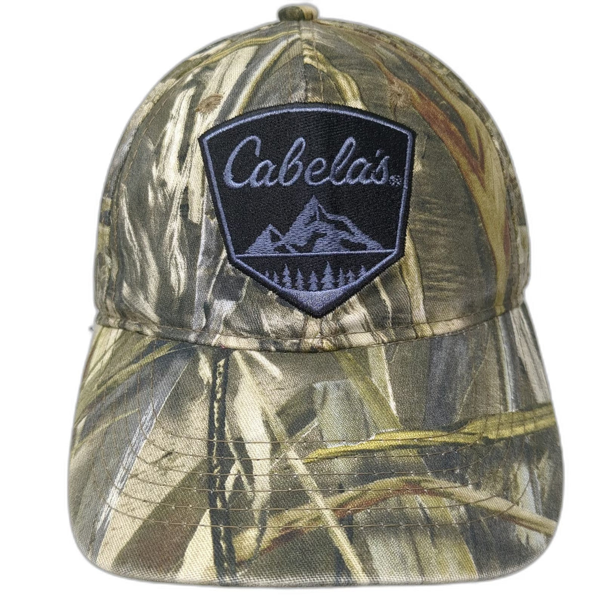 Cabelas Snapback Hat Green Camo One Size Mountain Patch Adjustable Fishing