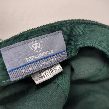 Top of the World Baseball Cap Green One Size Corduroy Slideback Hump Script Hat