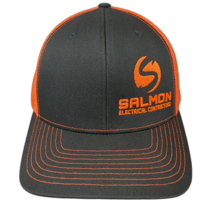 Richardson 112 Trucker Hat Salmon Electrical Contractors Gray Orange OSFM Mesh